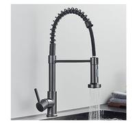 GGYTMQL Brushed Gold Kitchen Faucet Pull Down 2-Way Spray Single Handle Hot Cold Water Mixer Tap 360 Rotation Torneira Cozinha Mixer Tap(Nickel Grey Hose)