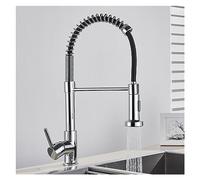 GGYTMQL Brushed Gold Kitchen Faucet Pull Down 2-Way Spray Single Handle Hot Cold Water Mixer Tap 360 Rotation Torneira Cozinha Mixer Tap(Nickel Grey Hose)