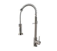 GGYTMQL Brushed Gold Kitchen Faucet Pull Down 2-Way Spray Single Handle Hot Cold Water Mixer Tap 360 Rotation Torneira Cozinha Mixer Tap(Nickel Grey Hose)