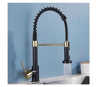 GGYTMQL Brushed Gold Kitchen Faucet Pull Down 2-Way Spray Single Handle Hot Cold Water Mixer Tap 360 Rotation Torneira Cozinha Mixer Tap(Nickel Grey Hose)