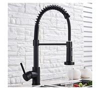 GGYTMQL Brushed Gold Kitchen Faucet Pull Down 2-Way Spray Single Handle Hot Cold Water Mixer Tap 360 Rotation Torneira Cozinha Mixer Tap(Nickel Grey Hose)