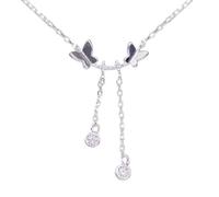 GGYTMQL Butterfly Tassel 925 Cubic Zirconia Clavicle Chain Necklace for Women Dainty Jewelry Gifts