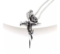 GGYTMQL Catholic Rose Cross Pendant Necklace Christian Jewelry Box Chain 24" Men Women
