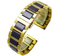 GGYTMQL Ceramic Watch Band Universal 14mm16mm18mm20mm22mm Quick ReleasDeployment Clasp Bracelet