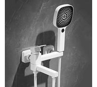 GGYTMQL Chandelier Bath Faucets with Shower Bathroom Faucets White Brass Hot and Cold Swivel Hand Shower Wall Mounted Bath Tap-B(A) Chandelier