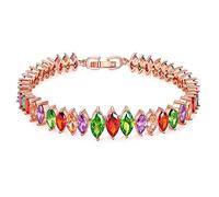 GGYTMQL Charm Bracelet Rose Bracelet for Women Colorful Zircon Ladies Ellipse Design 17CM