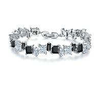 GGYTMQL Charm Bracelet White Bracelet for Women Black Zircon Personality Romantic Design 18CM