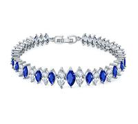 GGYTMQL Charm Bracelet White Bracelet for Women Blue Zircon Ladies Ellipse Design Length 17CM