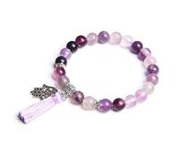 GGYTMQL Charm jewelry Beaded Bracelets,Natural Purple Fluorite Beads Beaded Bracelet,Hand of Fatima Silver Pendant Bangles,Elastic Crystal Bracelet Fashion Crystal Jewelry for Men Women
