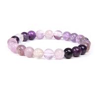 GGYTMQL Charm jewelry Gemstone Bracelet,Beaded Bracelets Natural Purple Fluorite Beads Bangles Elastic Crystal Bracelet Reiki Crystal Jewelry for Men Women