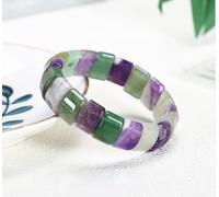 GGYTMQL Charm jewelry Gemstone Bracelet,Beaded Bracelets Natural Rectangle Amethyst Green Aventurine Beads Hand Row Bangles Elastic Crystal Bracelet Fashion Crystal Jewelry for Men Women