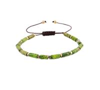 GGYTMQL Charm jewelry Gemstone Bracelet,Braided Bracelets Natural Green Emperor Cylindrical Stone Beads Bangles Brown Adjustable Crystal Bracelet Fashion Crystal Jewelry for Men Women