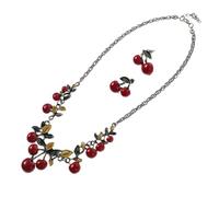 GGYTMQL Cherry Jewelry Set Necklace and Earrings Graceful Women's Jewelry for Special Days