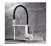 GGYTMQL Chrome Brass Rubber Flexible Kitchen Faucet - Pull Down with Fixed Support, 360° Rotation for Cold Hot Sink Mixer Taps Kitchen Sink Faucets(with Hose Size 3-8)