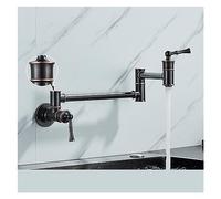 GGYTMQL Chrome Nickel Black Brass Pot Filler Tap Wall Mounted Kitchen Faucet Single Cold Single Hole Tap Rotate Folding Spout(C-Brushed Gold)