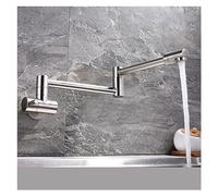 GGYTMQL Chrome Nickel Black Brass Pot Filler Tap Wall Mounted Kitchen Faucet Single Cold Single Hole Tap Rotate Folding Spout(C-Brushed Gold)