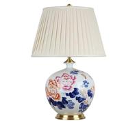 GGYTMQL Classic Hand Painted Flower Table Lamps 26.7" Ceramic/Metal LED Table Lamp Brass Base Bedside Desk Nightstand Lamp for Bedroom Living Room Office powerfully