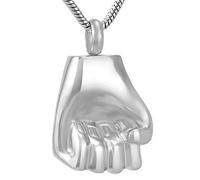 GGYTMQL Collar Conmemorativo De Cenizas Un Poderoso Puño De Acero Inoxidable para Hombres, Recuerdo De Urna Conmemorativa, Colgante, Collar De Cenizas De Cremación para Hombres