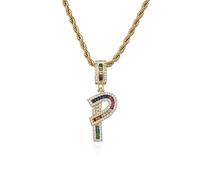 GGYTMQL Colorful New Letters A-Z Rhinestone Numbers Necklace Charm Beads Crystal Digital Pendant Women Men Party Jewelry Gifts