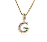 GGYTMQL Colorful New Letters A-Z Rhinestone Numbers Necklace Charm Beads Crystal Digital Pendant Women Men Party Jewelry Gifts