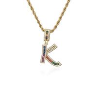 GGYTMQL Colorful New Letters A-Z Rhinestone Numbers Necklace Charm Beads Crystal Digital Pendant Women Men Party Jewelry Gifts