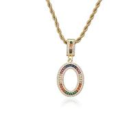GGYTMQL Colorful New Letters A-Z Rhinestone Numbers Necklace Charm Beads Crystal Digital Pendant Women Men Party Jewelry Gifts