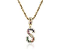 GGYTMQL Colorful New Letters A-Z Rhinestone Numbers Necklace Charm Beads Crystal Digital Pendant Women Men Party Jewelry Gifts