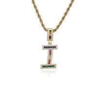 GGYTMQL Colorful New Letters A-Z Rhinestone Numbers Necklace Charm Beads Crystal Digital Pendant Women Men Party Jewelry Gifts