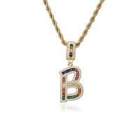 GGYTMQL Colorful New Letters A-Z Rhinestone Numbers Necklace Charm Beads Crystal Digital Pendant Women Men Party Jewelry Gifts