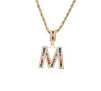 GGYTMQL Colorful New Letters A-Z Rhinestone Numbers Necklace Charm Beads Crystal Digital Pendant Women Men Party Jewelry Gifts