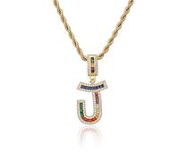 GGYTMQL Colorful New Letters A-Z Rhinestone Numbers Necklace Charm Beads Crystal Digital Pendant Women Men Party Jewelry Gifts