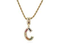 GGYTMQL Colorful New Letters A-Z Rhinestone Numbers Necklace Charm Beads Crystal Digital Pendant Women Men Party Jewelry Gifts