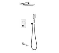 GGYTMQL Concealed Thermostatic Mixer for Bathroom Shower Faucet System Rectangular ABS Rainfall Shower Head Set Shower Mixer Tap for Bathroom