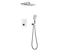 GGYTMQL Concealed Thermostatic Mixer for Bathroom Shower Faucet System Rectangular ABS Rainfall Shower Head Set Shower Mixer Tap for Bathroom