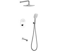 GGYTMQL Concealed Thermostatic Mixer for Bathroom Shower Faucet System Rectangular ABS Rainfall Shower Head Set Shower Mixer Tap for Bathroom