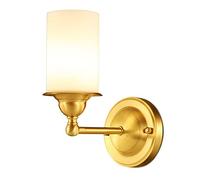 GGYTMQL Copper + Glass Wall Mount Light Fixture Modern Simplicity Indoor e27 Wall lamp Hallway Living Room Decoration Wall Sconce Bathroom Study Wall Lantern