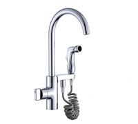 GGYTMQL Copper Washbasin Kitchen Faucet Cold and Hot Water Mixer Hand-Held Small Sprinkler Washbasin Kitchen Sink Faucet Single-Handled Electroplating Can Rotate 360 Degrees,Three