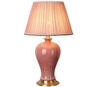GGYTMQL Cracked Ice Ceramics Table Lamp Pink Glazed Ceramic Table Lamp Bedroom Bedside Lamp Modern Art Deco Chinoaserie Style Lamps For Bedroom Living Room Office Reading Light(63 * 36cm)