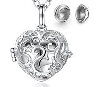 GGYTMQL Cremation Necklack for Ashes Heart Urn Cremation Pendant Cat Dog Footprint Cage Ash Holder Necklace Hollow Ball