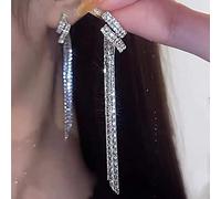 GGYTMQL Crystal Tassel Long Earrings for Women Geometric Rhinestone Earrings Jewelry Gifts