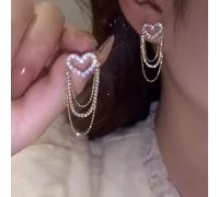GGYTMQL Crystal Tassel Long Earrings for Women Geometric Rhinestone Earrings Jewelry Gifts