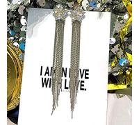 GGYTMQL Crystal Tassel Long Earrings for Women Geometric Rhinestone Earrings Jewelry Gifts