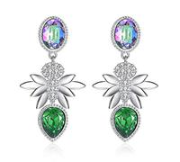 GGYTMQL Crystals Of Love Flower Stud Earrings 925 Sterling Silver Earrings For Elegant Women Wedding Earring Jewelry