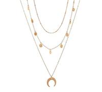 GGYTMQL Dainty Layered Choker Necklace, Handmade Plated Y Pendant Necklace Multilayer Bar Disc Heart Necklace Adjustable Layering Choker Necklaces for Women
