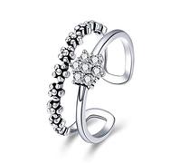 GGYTMQL Daisy Flower Open Adjustable Finger Rings for Women, Cute Romantic Elegant S925 Rings, Korean Fashion Jewelry Accessories