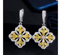 GGYTMQL Dangling Snow Flower Blue Cubic Zircon Long Drop Earrings For Women Accessories