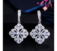 GGYTMQL Dangling Snow Flower Blue Cubic Zircon Long Drop Earrings For Women Accessories