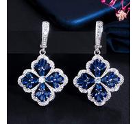 GGYTMQL Dangling Snow Flower Blue Cubic Zircon Long Drop Earrings For Women Accessories