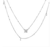 GGYTMQL double layer cross butterfly pendant necklace for women wedding jewelry