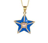 GGYTMQL Drop Oil Colorful Enamel Star Shape Pendant Charms Jewelry Color Chain Necklace Best Party